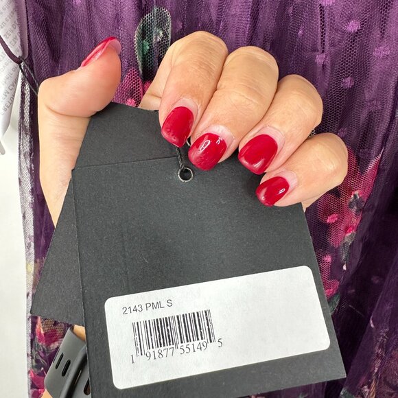 NWT Mac Duggal Purple Floral Flutter Sleeve Midi Dress Plum Multi Small #8536 - Picture 8 of 10